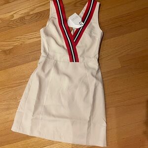 English Factory Varsity style Cream Dress w Red and Black